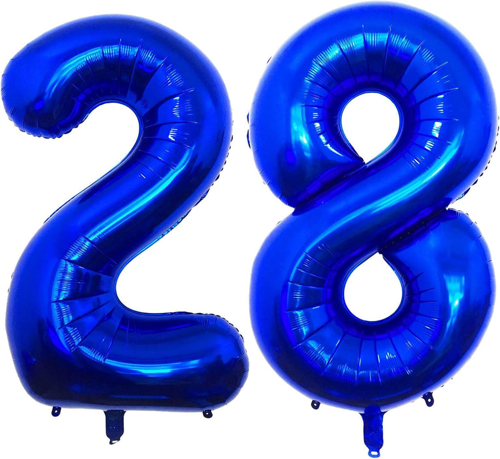 Skiennix 40-Inch Navy Blue Number 28 Balloons - Giant Foil Mylar Helium Decorations for 28th Birthday & Anniversary Celebrations