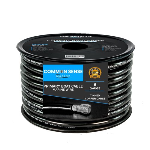 6 Gauge Primary Boat Cable - 25 ft Marine Grade Wire Tinned Oxygen-Free Copper - 6 AWG UL 1426 Standard PVC Wire for Boat, Automotive, Speakers, Camper & Trailers