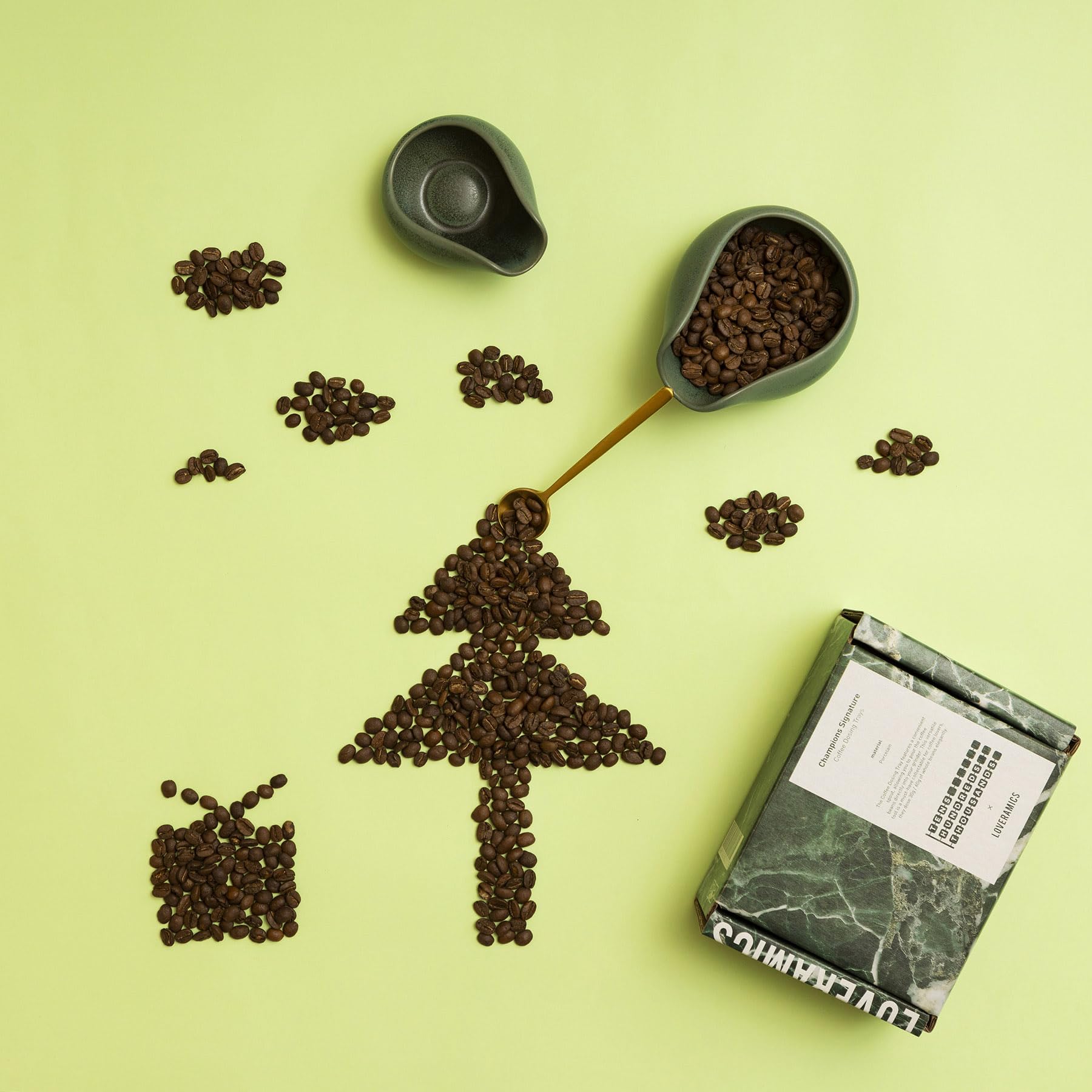 Loveramics 2-Pack Coffee Bean Dosing Cups by James Hoffmann, 30g-60g Capacity (Matte Dark Green)