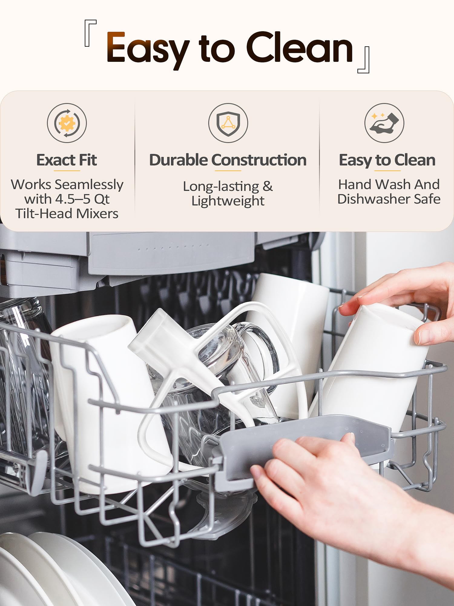 Coated Flat Beater Replacement for KitchenAid 4.5-5 Qt Tilt-Head Stand Mixer, Durable Paddle Attachment for Efficient Mixing & Easy Cleanup,Replacement K45B