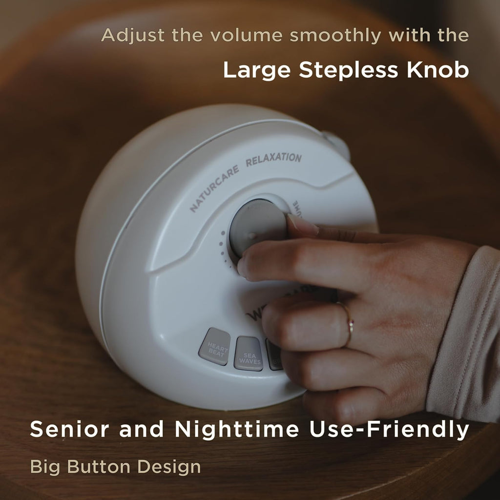 WELLCARE Naturcare Sound Machine - White Noise & 7 Nature Sounds for Relaxation | Adjustable Volume & Timer