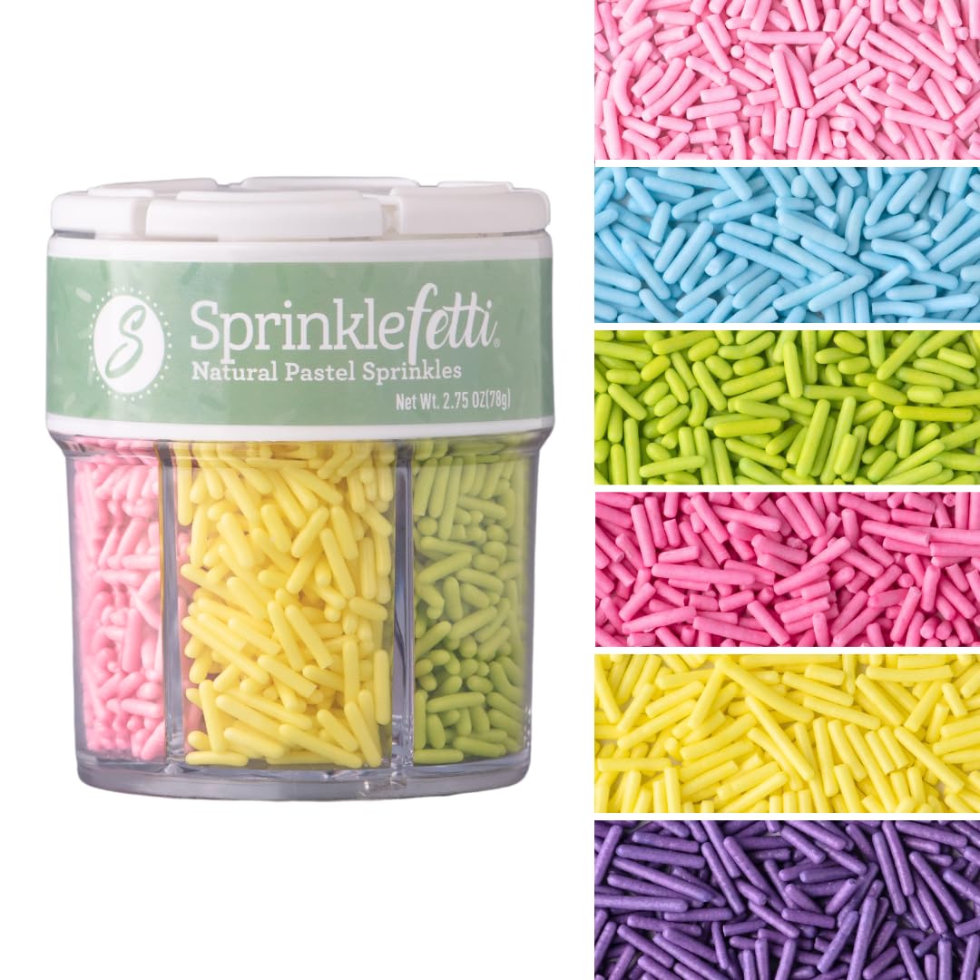Sweets Indeed Edible Sprinkle Mix - 6 Cell Pastel Jimmies for Cake Decorations & Baking