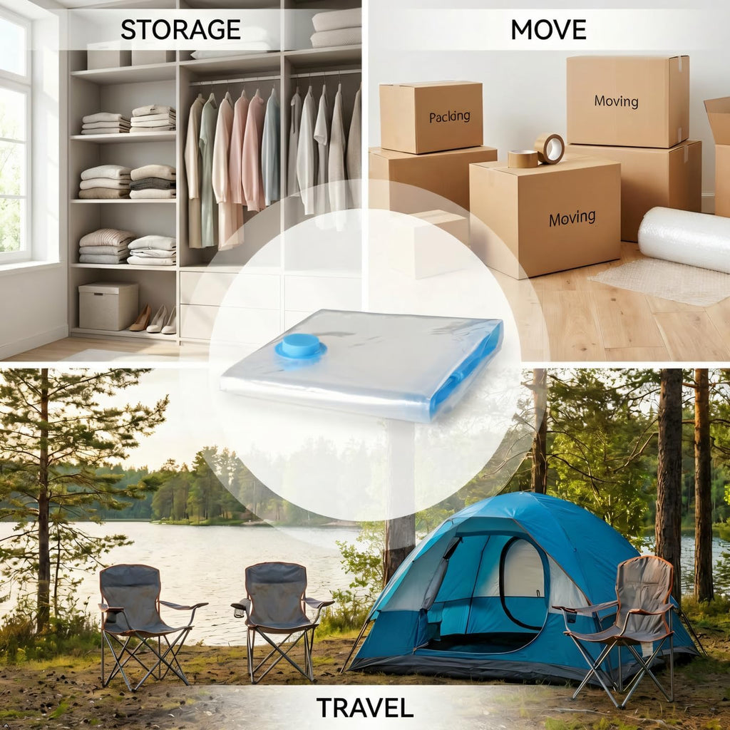 Skiennix Vacuum Storage Bags - 7 Pack Space Saver for Clothing & Travel | Includes Hand Pump