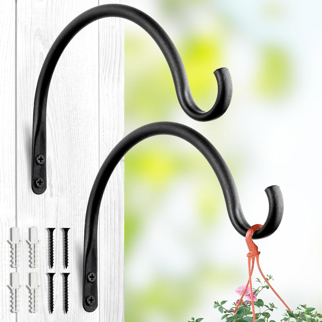 Qiang Ni Hanging Plant Bracket Hooks - 5.5 Inch Rust-Resistant Wall Planters | 2 Piece Set for Outdoor Decor
