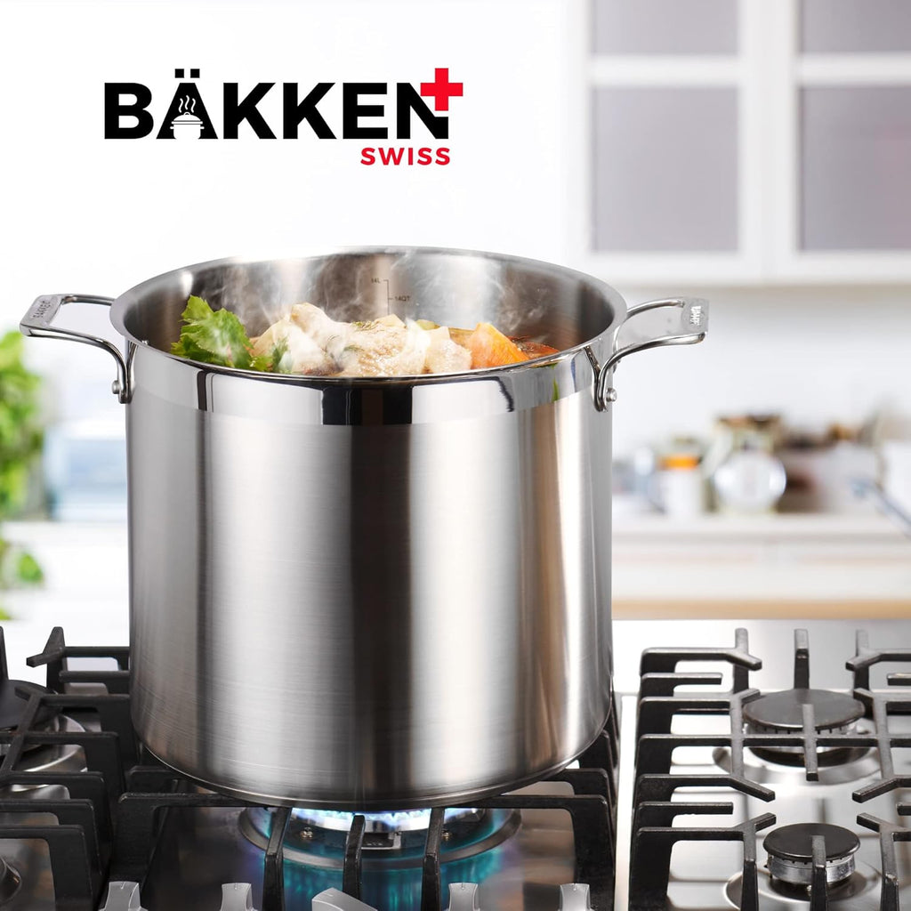 Stainless Steel Stockpot by [Brand Name] - 24 Quart Durable Design with Impact-Bonded Base & Riveted Handles