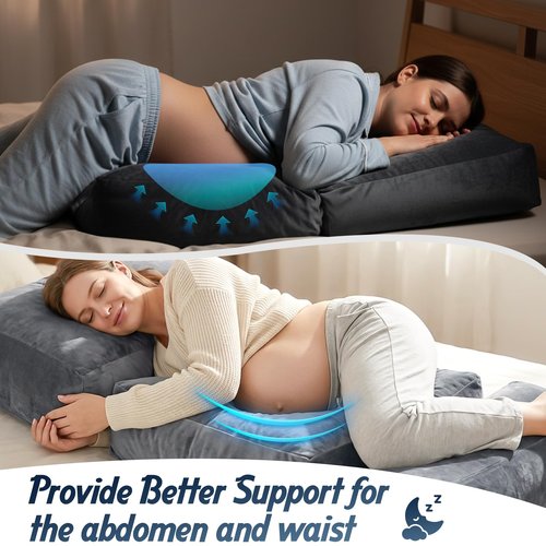 Pregnancy Pillows for Sleeping, 45.3 Inch Pregnancy Massage Pillow Full Body Pillow with Removable Cover & Leg Pillow, Support for Back, Legs, Belly, HIPS for Pregnant Women