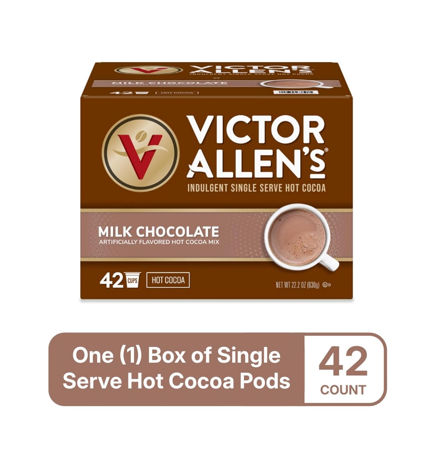 Victor Allen's Hot Cocoa Pods - Milk Chocolate Flavor | 42 Count Single Serve K-Cups for Keurig