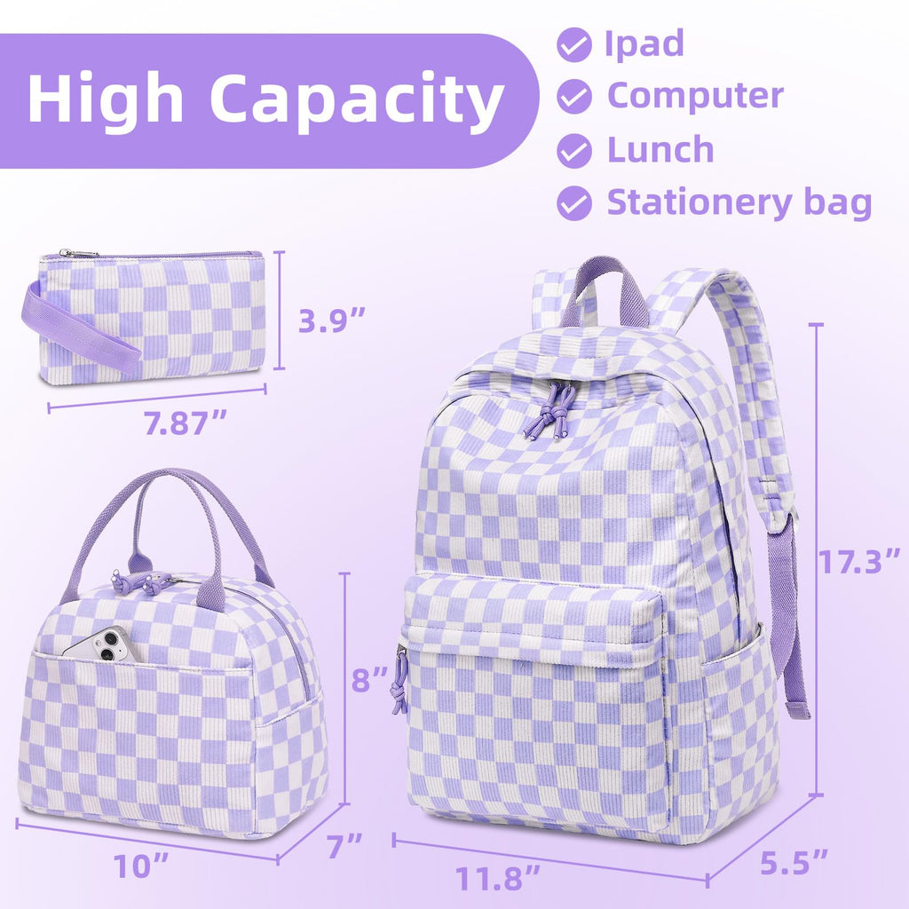 LEDAOU Backpack for Girls School Bag Kids Bookbag Teen Backpack Set Daypack with Lunch Bag and Pencil Case