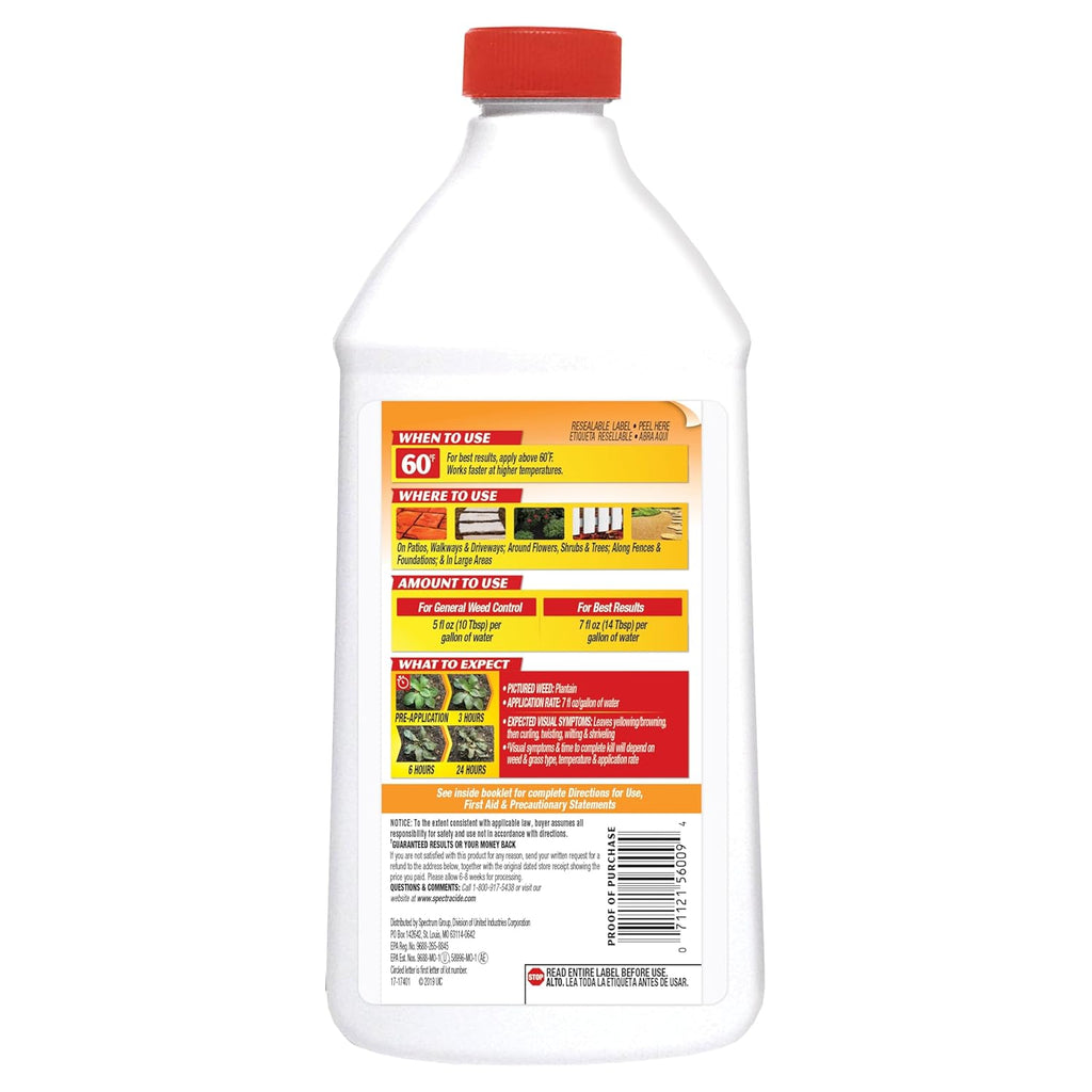 Spectracide Weed Killer Concentrate - 40 Ounces for Patios, Walkways & Driveways