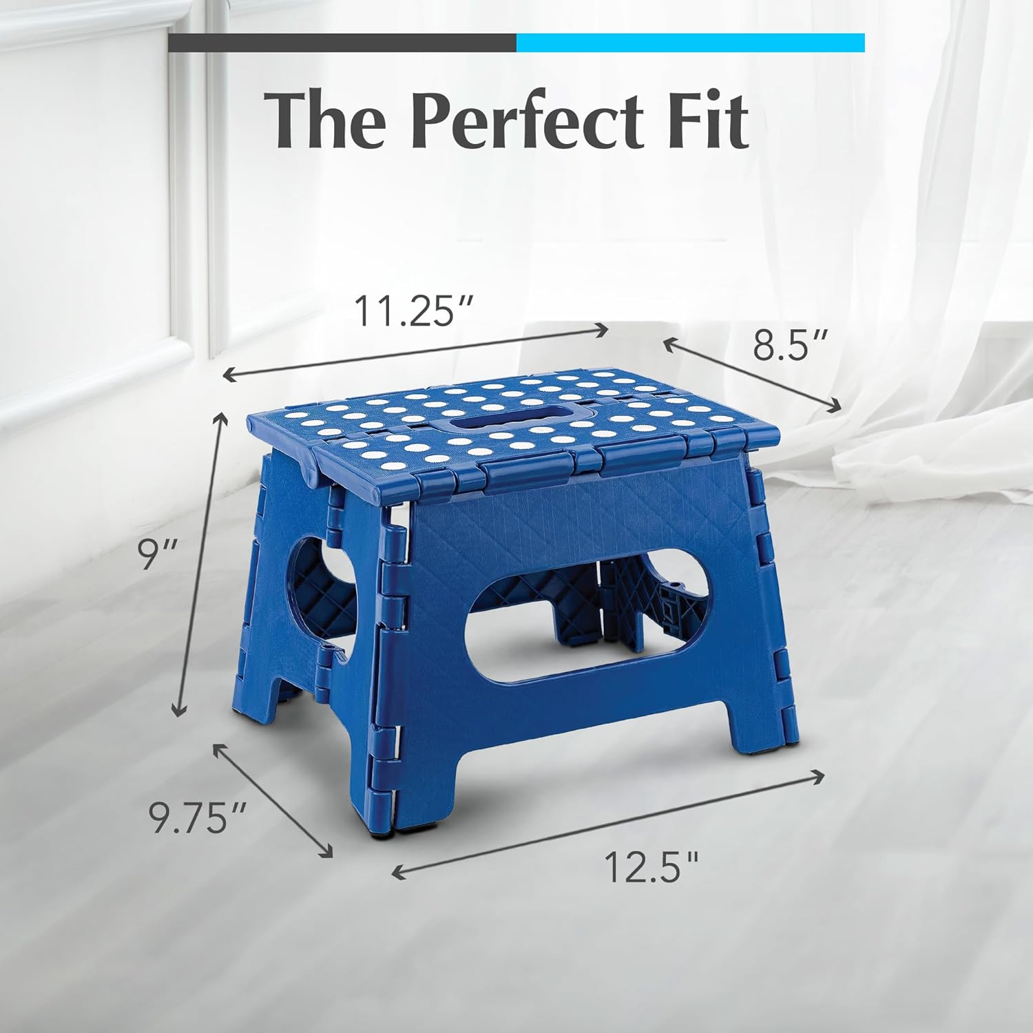 Skiennix Handy Laundry Folding Step Stool - Lightweight & Sturdy for Adults and Kids - Easy One-Flip Open - Ideal for Kitchen, Bathroom, or Bedroom (Blue)