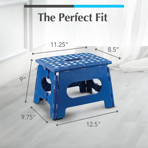 Handy Laundry Folding Step Stool - Lightweight & Sturdy for Adults and Kids - Easy One Flip Open - Blue | 2-Pack