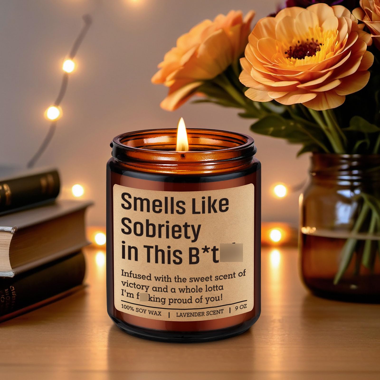 GSPY Smells Like Sobriety Candle - Sobriety Gifts for Women, Men - 2 Year Anniversary, 1 Year Sober Gifts Ideas - Funny Birthday, Sober Celebration, Recovery, Proud of You Present for Her, Him