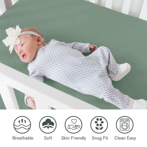 Little Grape Land Crib Sheets - Super Soft 2-Pack Fitted Sheets for Standard Cribs & Toddler Mattresses | Leaves & Green