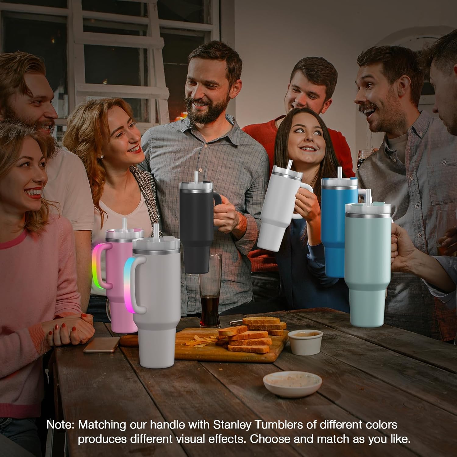Stanley | LED Light-Up Tumbler Handle - Comfortable Grip for 40oz/30oz Cups | Rose Quartz Color