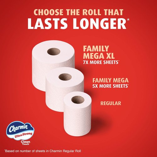Charmin Ultra Strong Toilet Paper - Clean Touch Technology | 24 Mega Rolls (120 Regular Rolls)