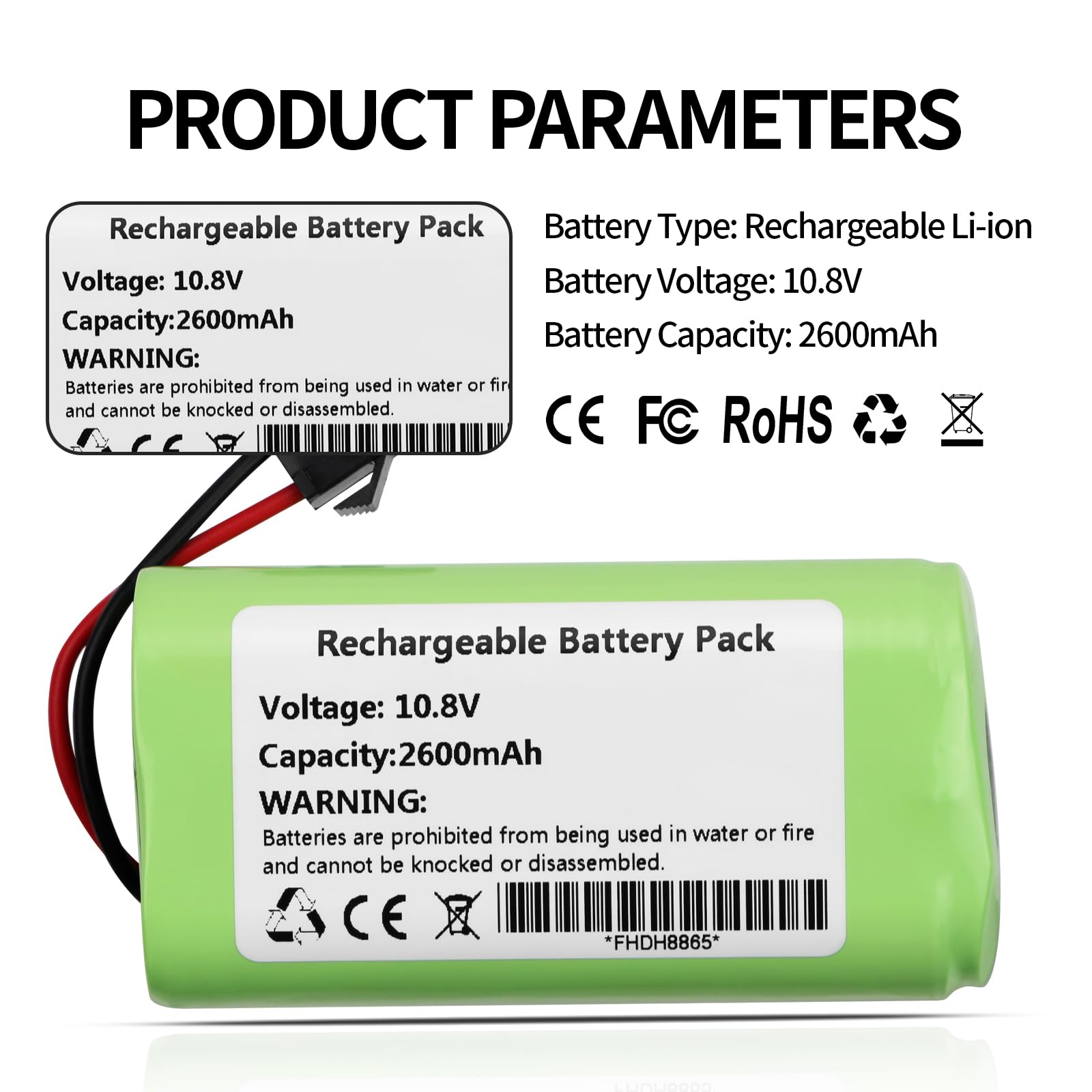 ZTHY Vacuum Battery Replacement for Vactidy T6 T7 T8 Robot Vacuum Cleaner Model: Vactidy LS001-02 10.8V 2600mAh 28.08Wh