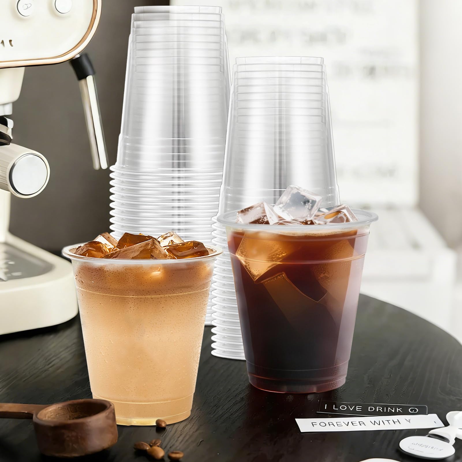 Clawsoff 12 oz Clear Plastic Cups, 300 Count Disposable Coffee Cups No Lids, 12 Ounce Cold Plastic Party Cup Bulk, PET Clear Cup for Iced Coffee, Smoothie, Cold Beverage