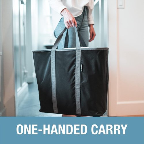 CleverMade Collapsible Laundry Caddy - XXL 64L Foldable Hamper & Tote, Space-Saving Organizer | 2 Pack - Black Gray