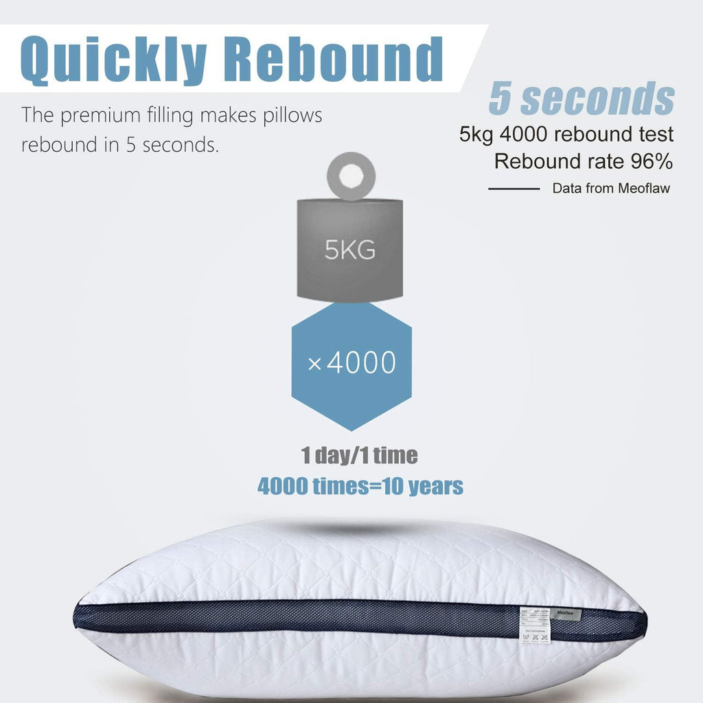 Meoflaw Luxury Hotel Pillows for Sleeping - Standard Size Set of 4 for Side & Back Sleepers