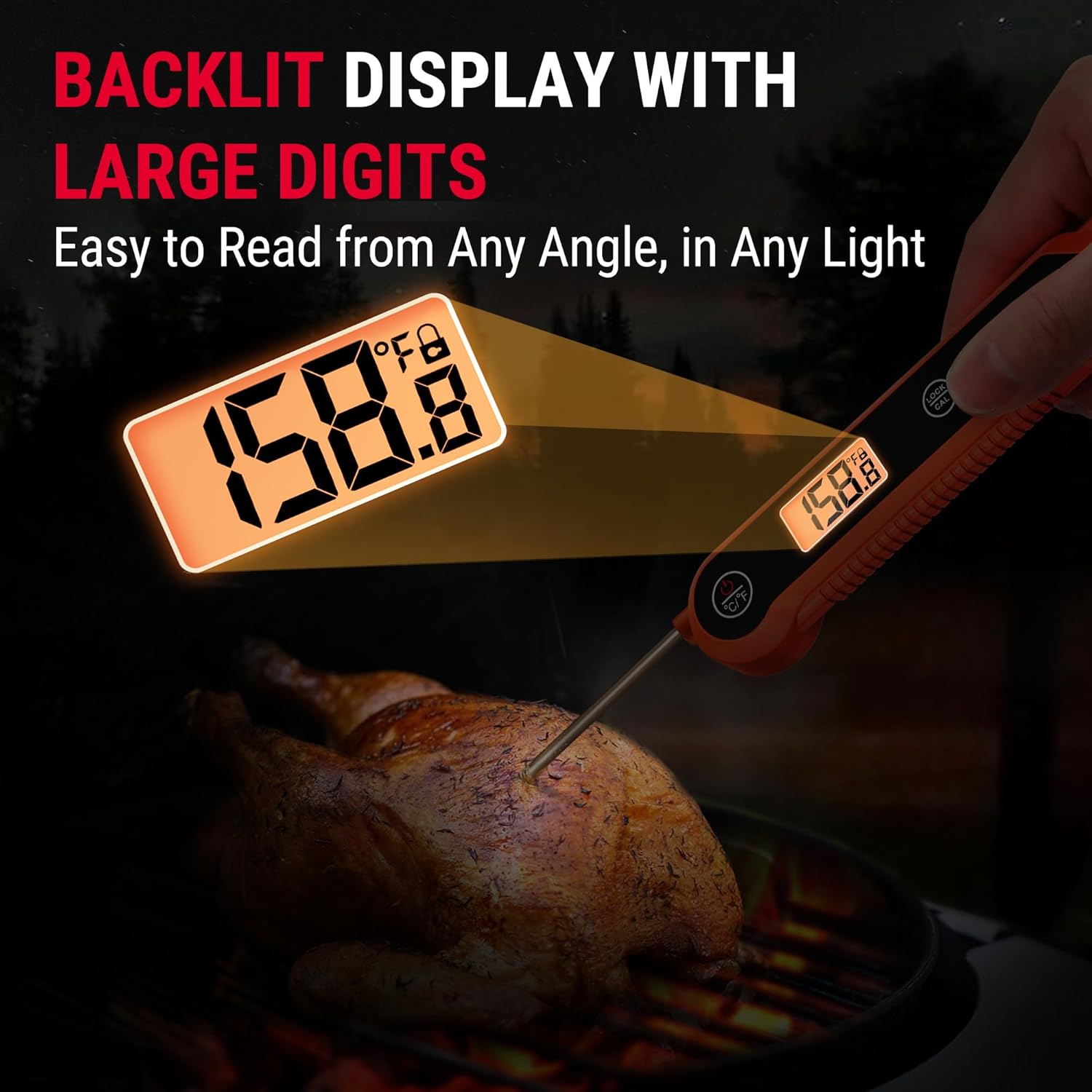 TempPro Digital Instant Read Meat Thermometer - Waterproof Kitchen Tool with Backlight & Calibration