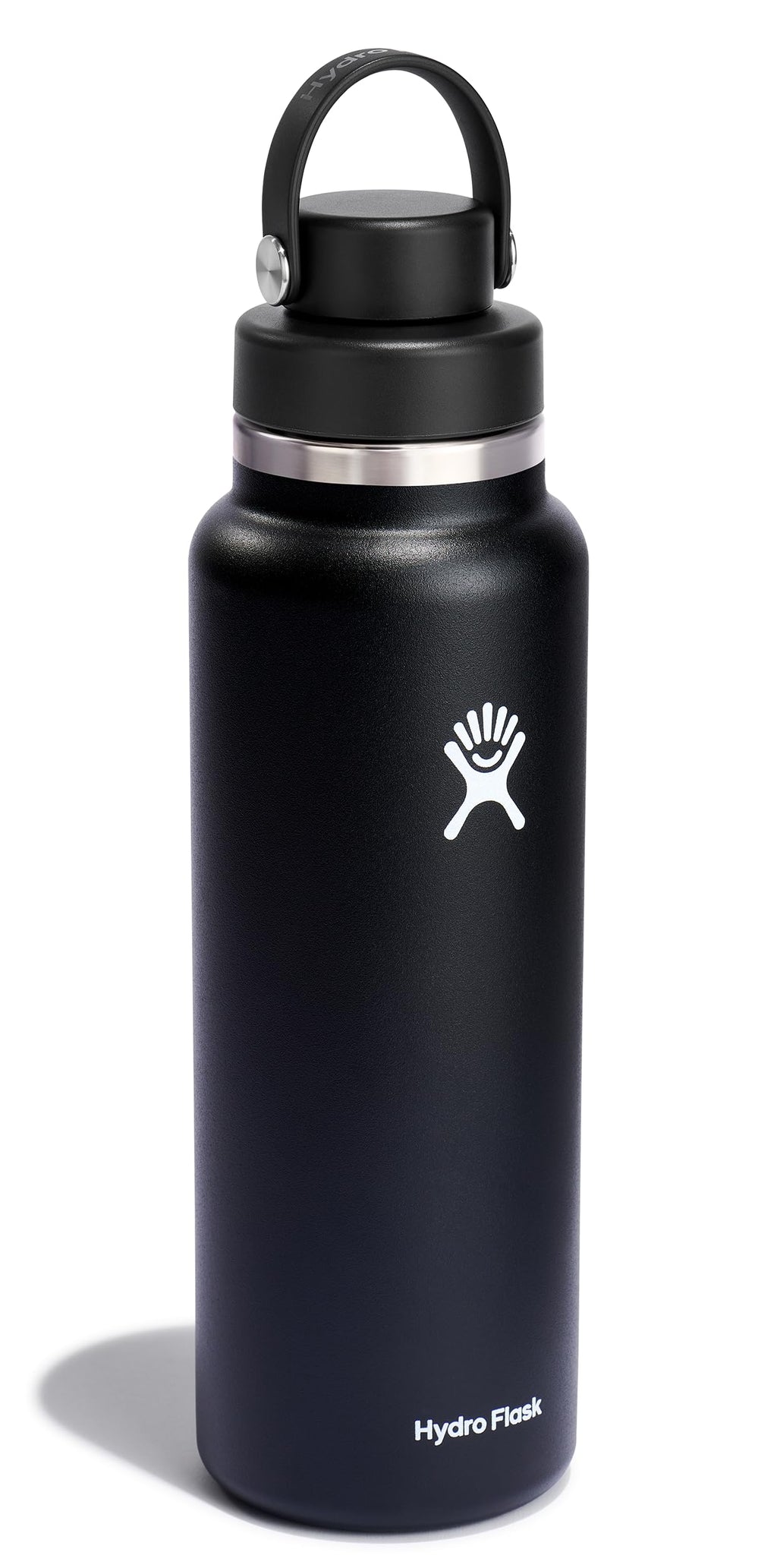 Hydro Flask Water Bottle - Insulated Stainless Steel - Wide Mouth Chug Lid, Non Spill, Leakproof in 40 Oz Black