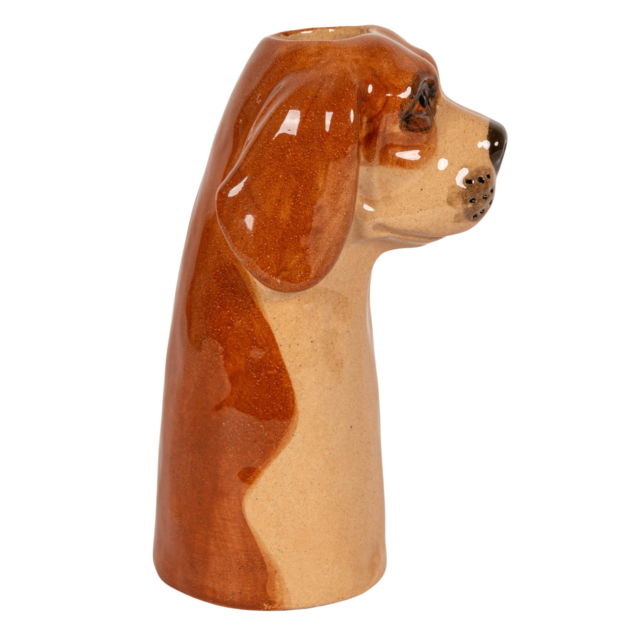 Creative Co-Op 4-Piece Hand-Painted Stoneware Dog Head Vase, Multicolor
