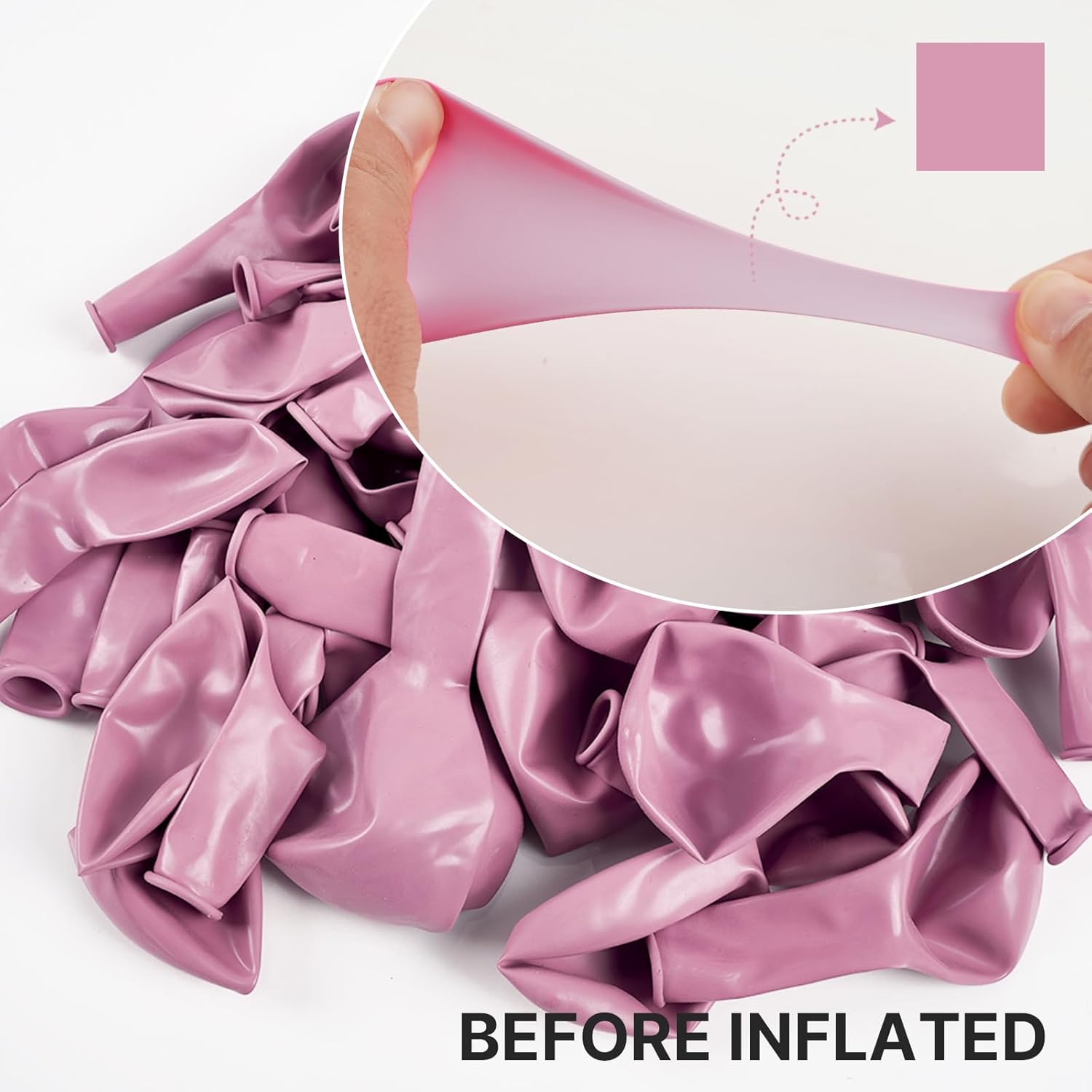PartyWoo Mauve Balloon Kit - 100pcs in 5-18 Inch Sizes | Dusty Pink Rose Decor for Baby Showers & Weddings