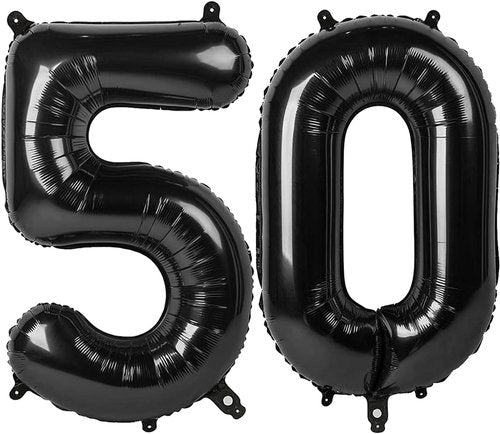 50 Balloon Number - Black 40 Inch Birthday Decorations | Big Digital Balloons for Weddings & Anniversaries