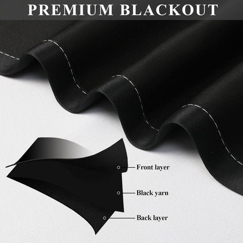 Estelar Textiler Blackout Curtains - Ombre Room Darkening Drapes, 84 Inch Long, 2 Panels, Black & Greyish White