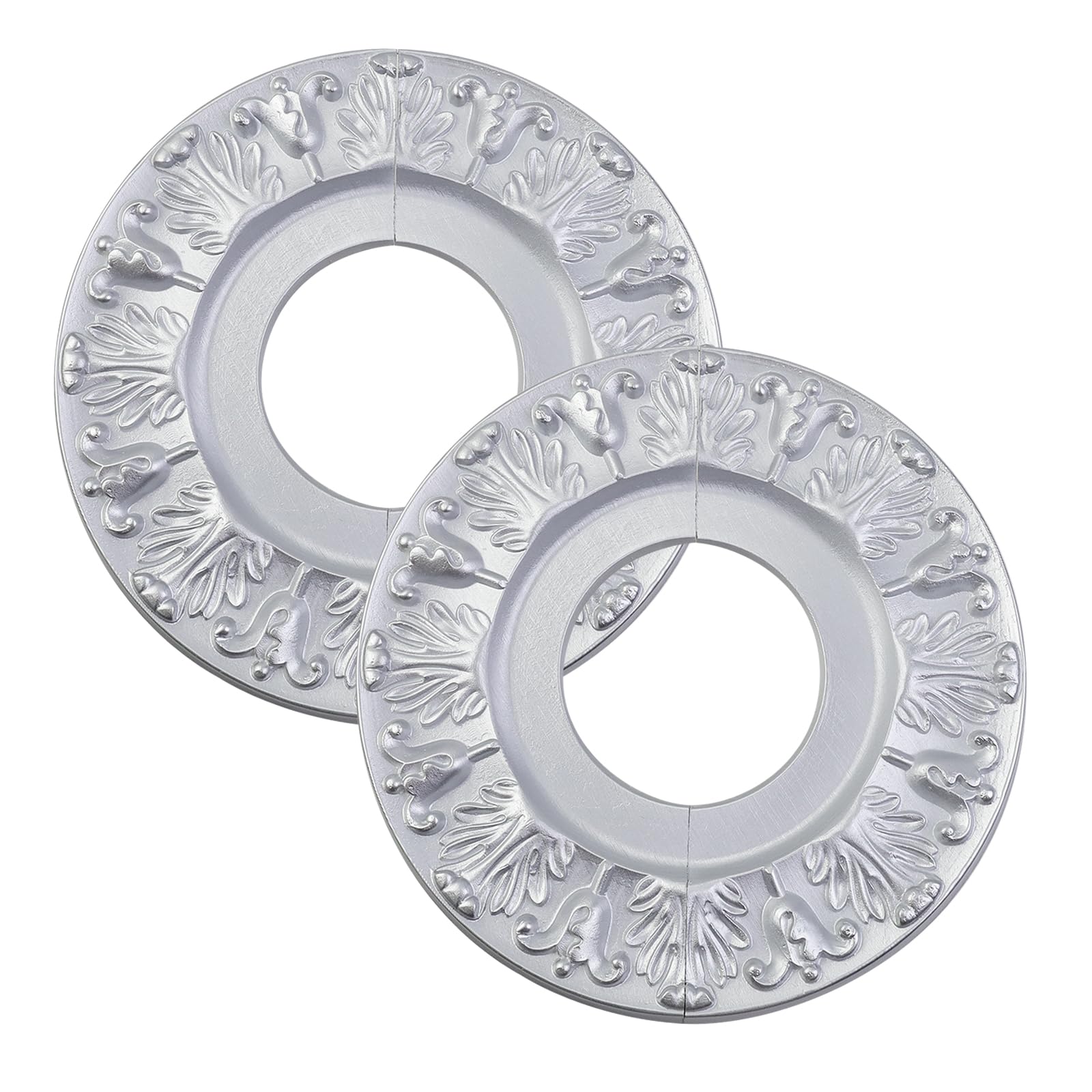 Pufguy Split Ceiling Medallion,2 Pcs Polyurethane Ceiling Medallion,Round Decorative Ceiling Fan Medallions,10"OD x 4.3"ID,Bright Silver