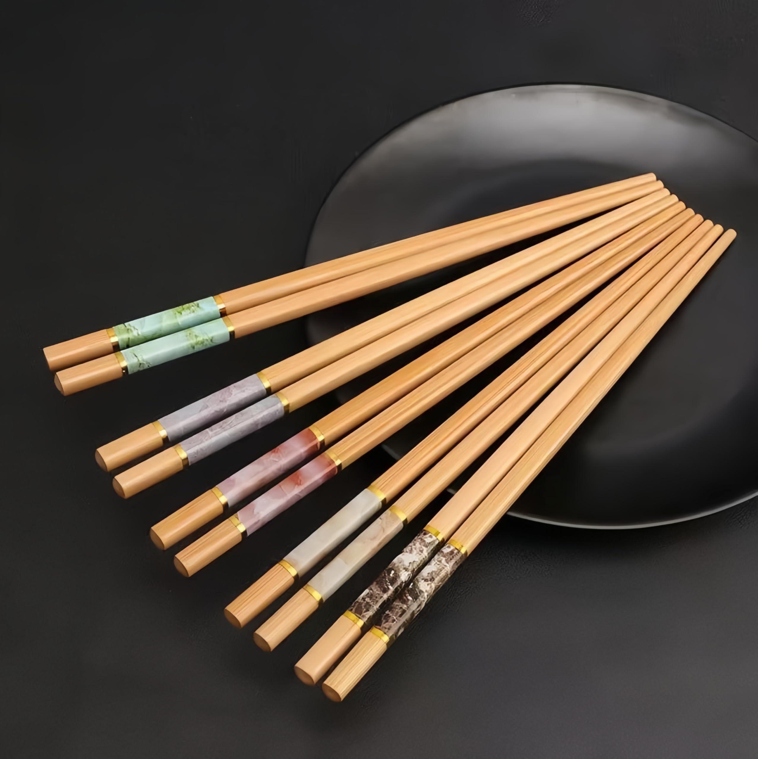 10 Pairs Bamboo Chopsticks Reusable Cooking Chopsticks 9.45 inches Chop Sticks Reusable Dishwasher Safe Non slip Korean ChopSticks Gift Set for Sushi & Ramen Lovers