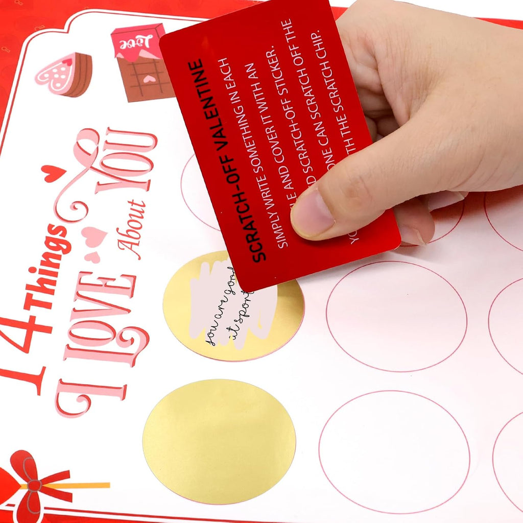 WorldBazaar Scratch Off Cards - 14 Things I Love About You | Valentine's Day Gift Set (2 Pcs)