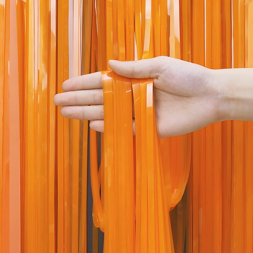 GREATRIL Orange Tinsel Curtain Backdrop - Foil Fringe Streamers for Parties | 2-Pack
