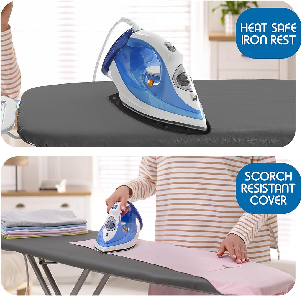 T&V Shaped Ironing Board Holder - Wall Mount & Over The Door Hanger | Heat Reflective & Stain Resistant Cover Set