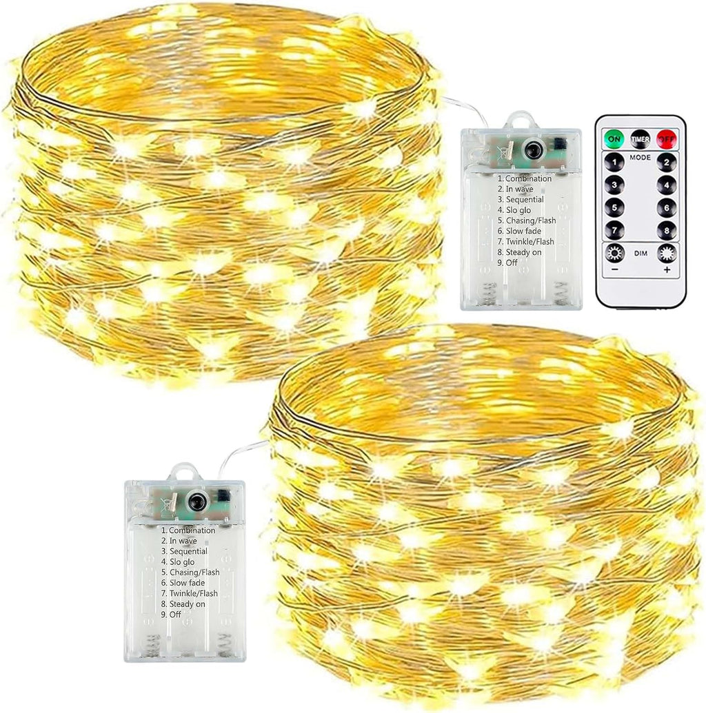Skiennix 50 LED Fairy Lights - Battery Operated with Remote Control & Timer | 16 FT Warm White Twinkle String Lights for Indoor/Outdoor Décor