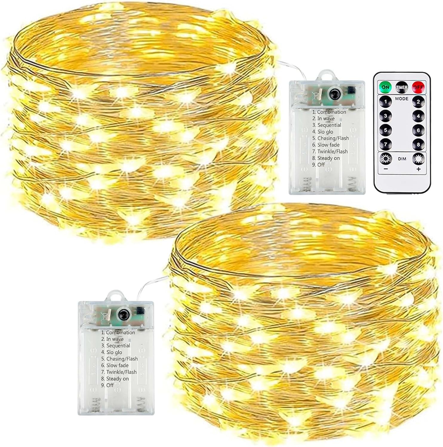 Skiennix 50 LED Fairy Lights - Battery Operated with Remote Control & Timer | 16 FT Warm White Twinkle String Lights for Indoor/Outdoor Décor