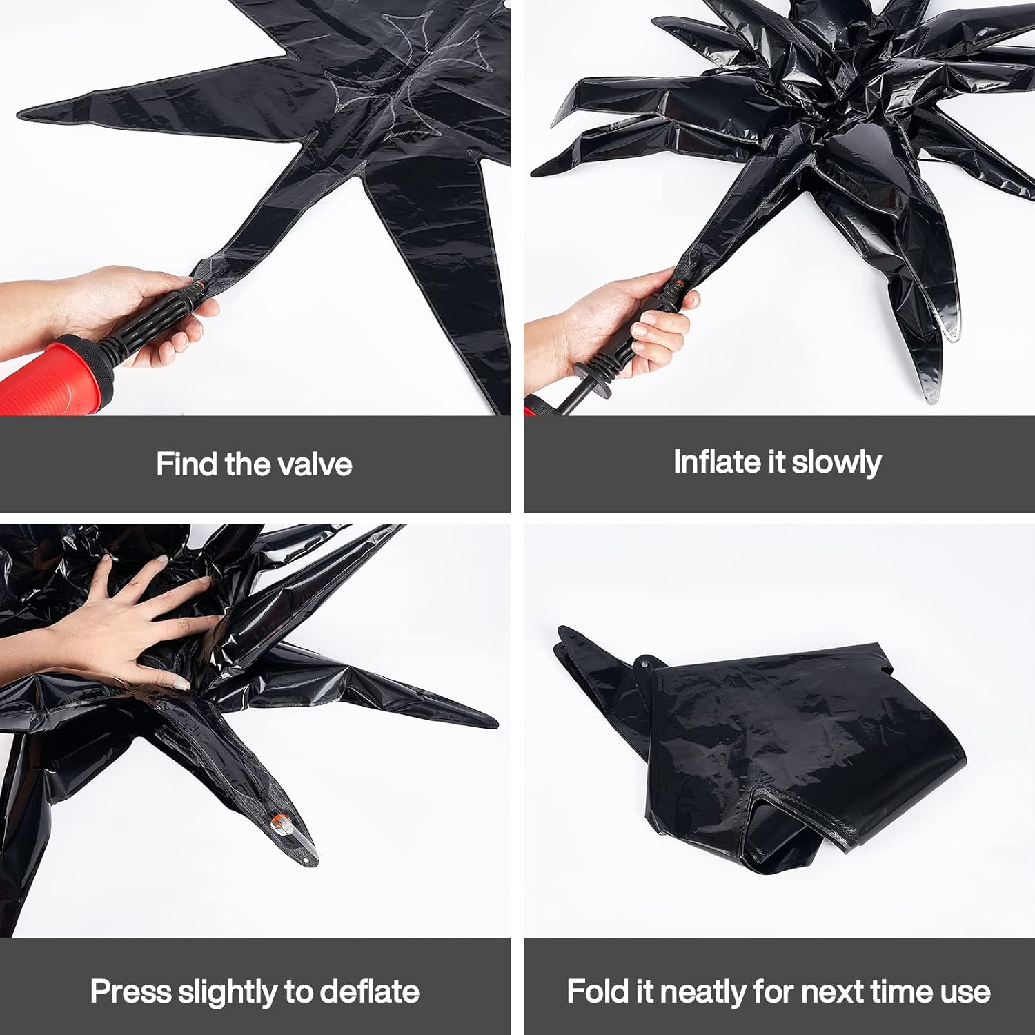 PartyWoo Black Star Foil Balloons - 6-Piece Set of 22-Inch Large Mylar Balloons for Space-Themed Celebrations