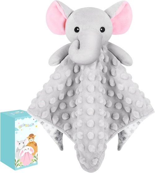 Loveys | Lovey Elephant Security Blanket for Babies - Soft Snuggle Toy for Newborns (Gray, 12.4in)