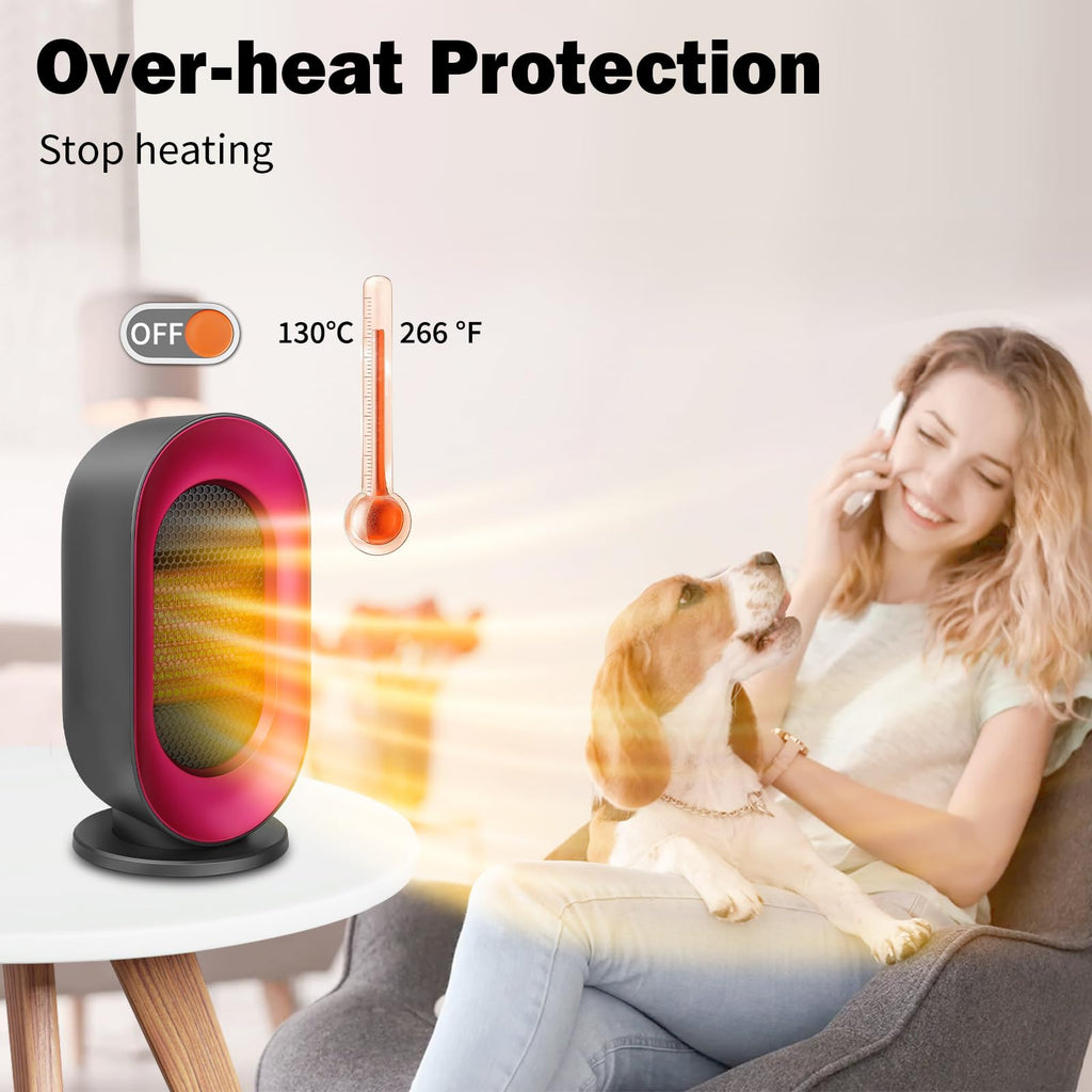 Sendowtek Portable Space Heater Indoor, Mini Electric Fan 10" Tall with 3 Mode Adjustable, Overheating/Tip-over Protection PTC Small Ceramic Desk Heater for Office Home Use