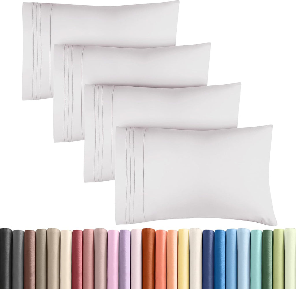 Queen Pillow Cases by [Brand Name] - Ultra Soft Hotel Quality Covers | Wrinkle-Free & Fade Resistant - 4 Piece Set in French Grey