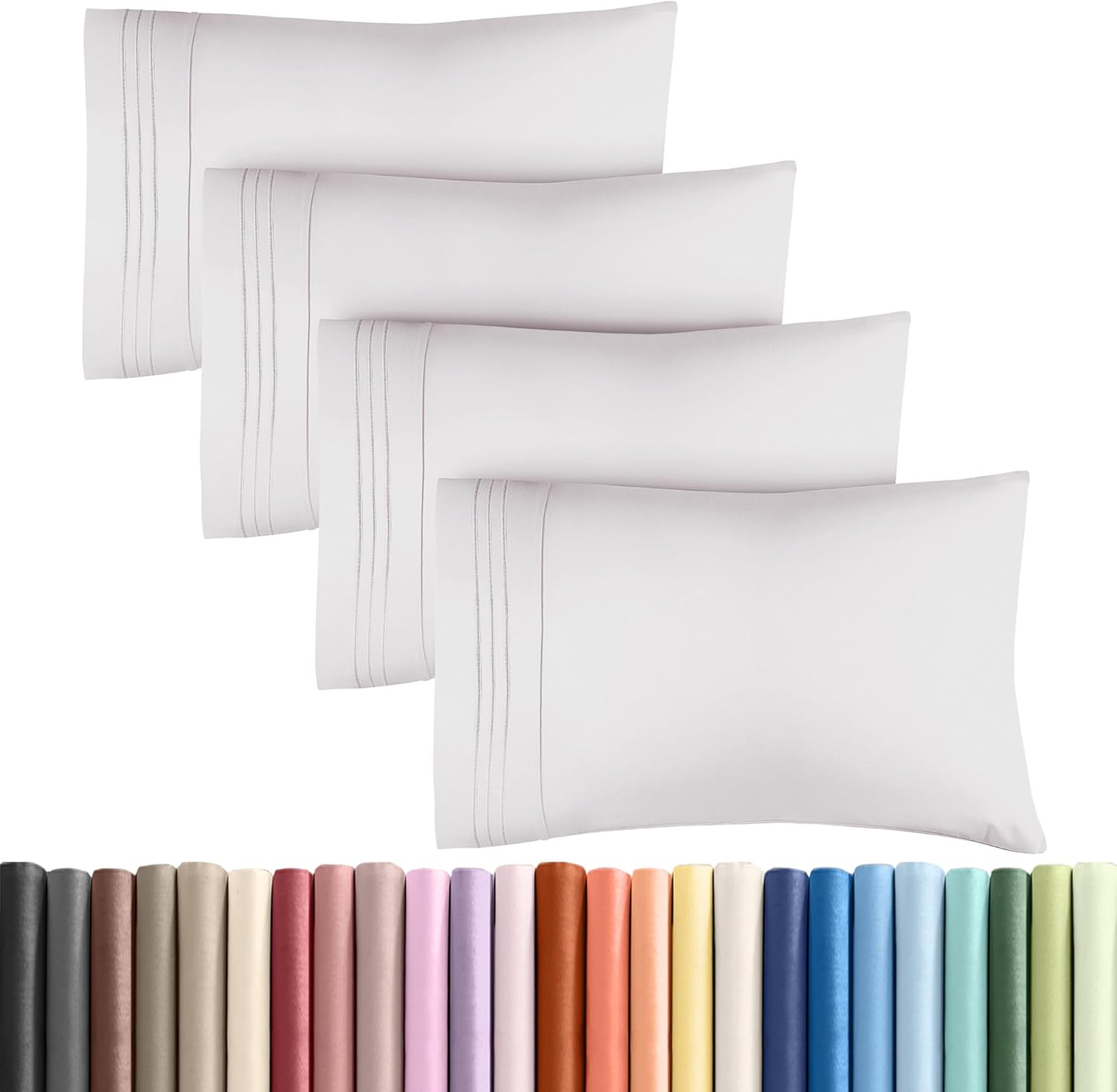 Queen Pillow Cases by [Brand Name] - Ultra Soft Hotel Quality Covers | Wrinkle-Free & Fade Resistant - 4 Piece Set in French Grey