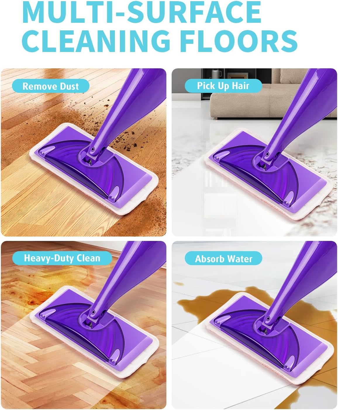 Power Scrubbing Mop Pads - Reusable Microfiber Refills for Swiffer Wet Jet Mops | 6 Pack for Efficient Floor Cleaning