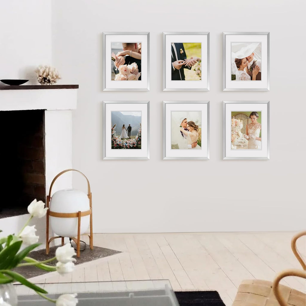 Upsimples 11x14 Picture Frame Set of 5 - Elegant Silver Frames for 8x10 or 11x14 Photos | Perfect for Wall Gallery
