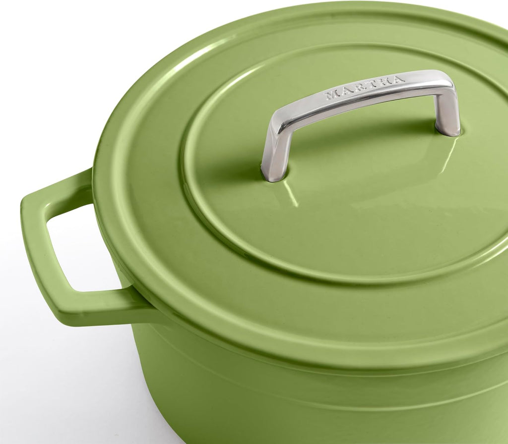 Martha by Martha Stewart 7 QT Enameled Cast Iron Dutch Oven with Lid - Bay Leaf Color