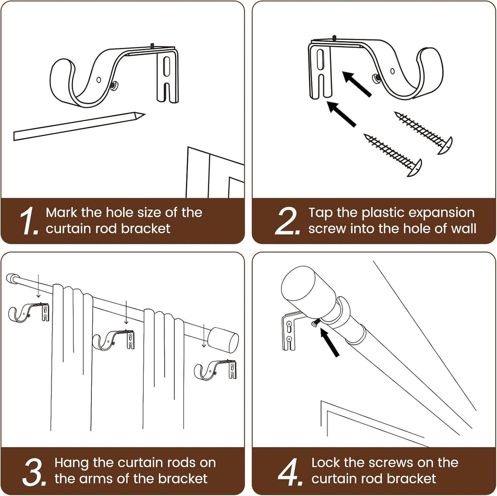 Regine Switzerland 1” Diameter Silver Curtain Rod - Adjustable 30-90 Inch, Heavy Duty 2 Pack for Windows