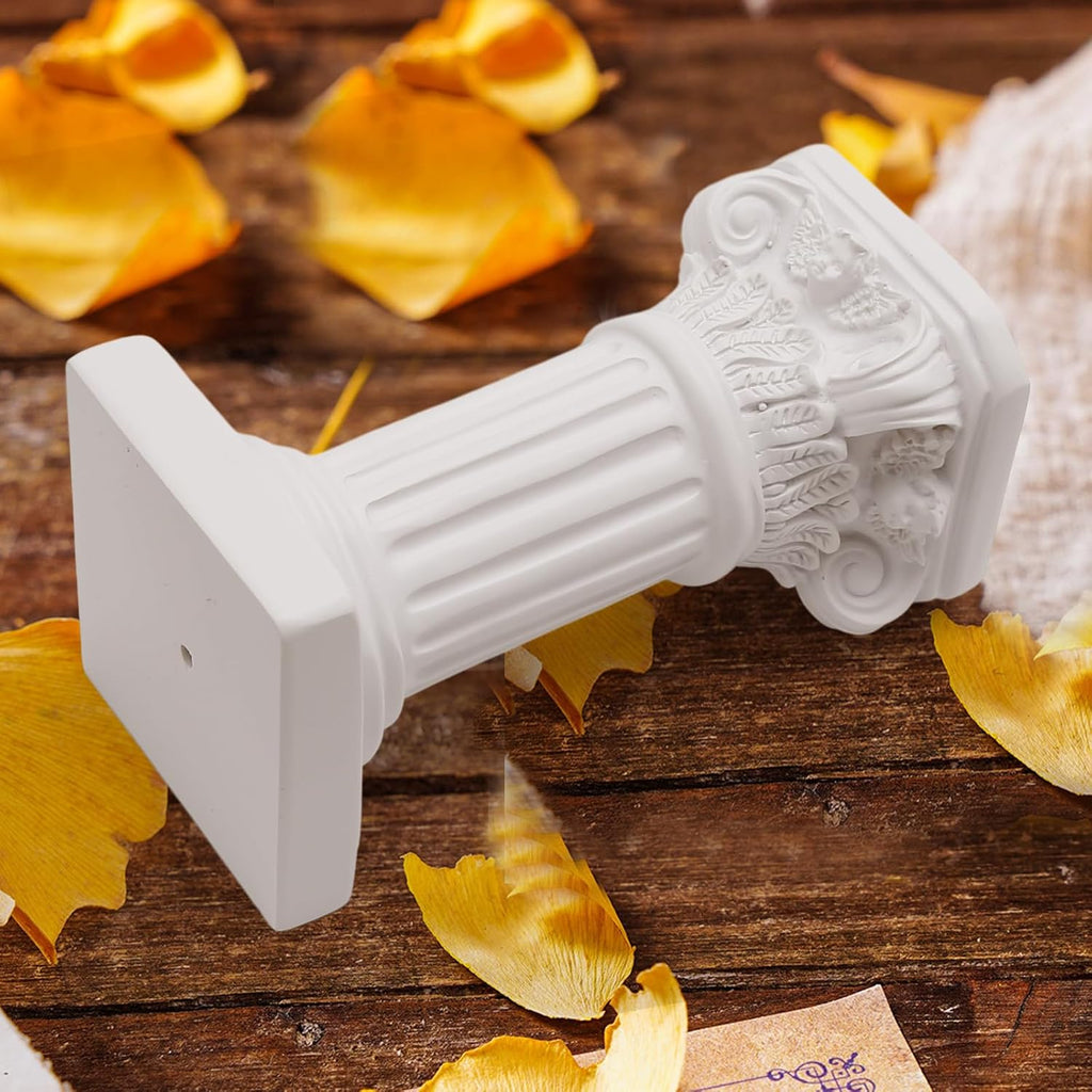 Saihisday White Roman Pillar Statues - Mini Greek Columns Candle Holders for Home & Garden Decor | 3.9" D x 7.5" H
