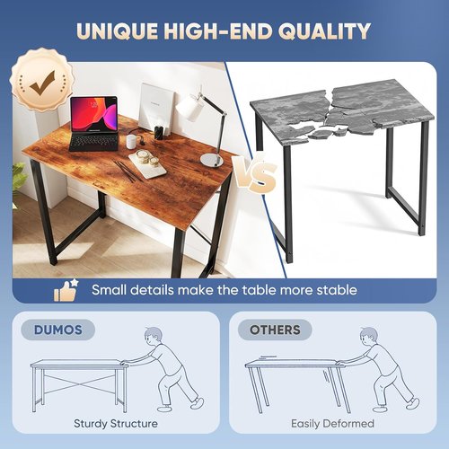 DUMOS Small 32-Inch Computer Desk - Modern Home Office Writing Table with X-Shaped Reinforcement | Rust Finish
