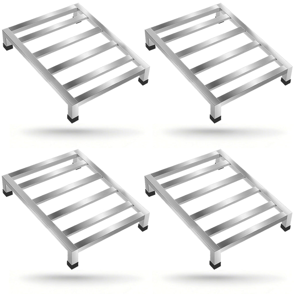 Zepkouel 4 Pack Dunnage Rack,15.7"X11.8"X3.5" Stainless Steel Dunnage Racks,Kitchen Basement Garage Storage Racks,1000 lbs Capacity (4)