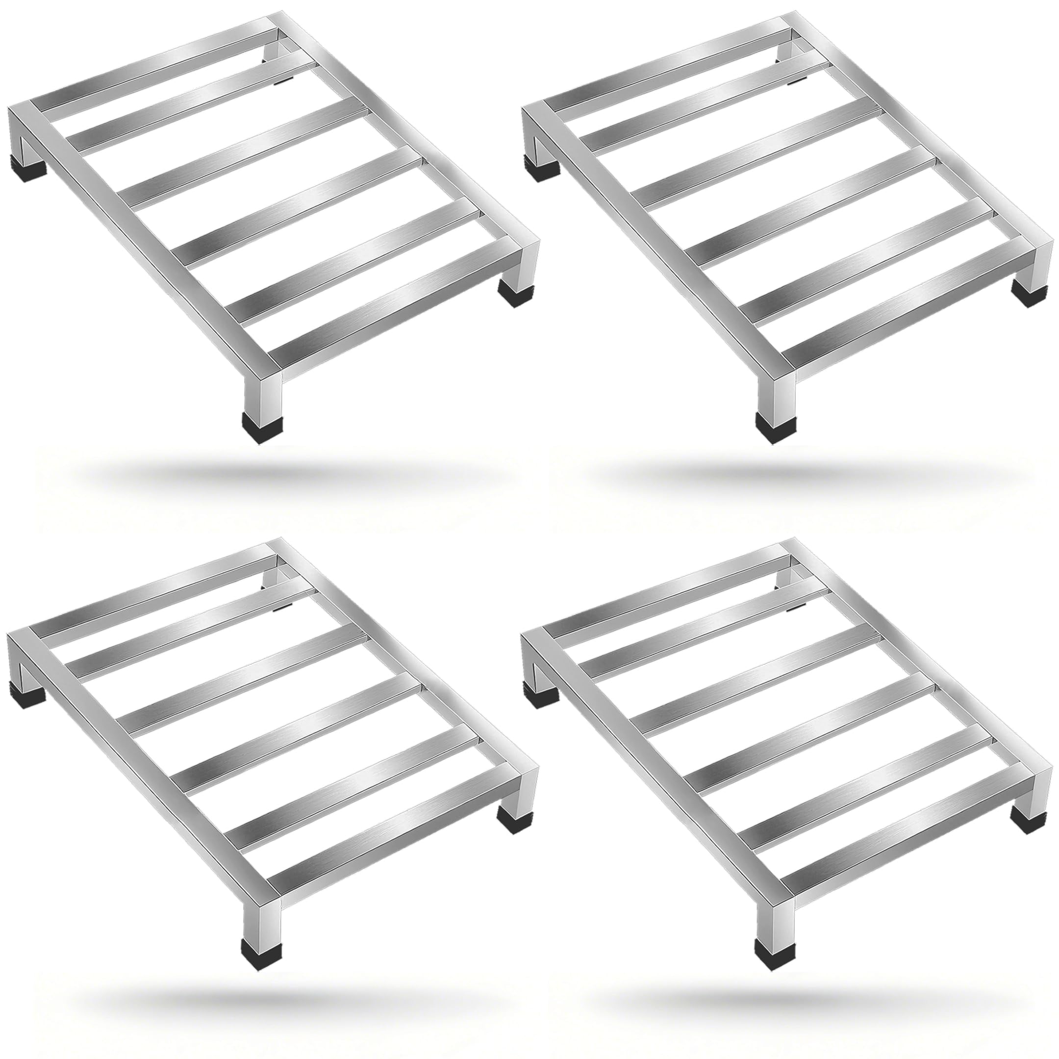 Zepkouel 4 Pack Dunnage Rack,15.7"X11.8"X3.5" Stainless Steel Dunnage Racks,Kitchen Basement Garage Storage Racks,1000 lbs Capacity (4)
