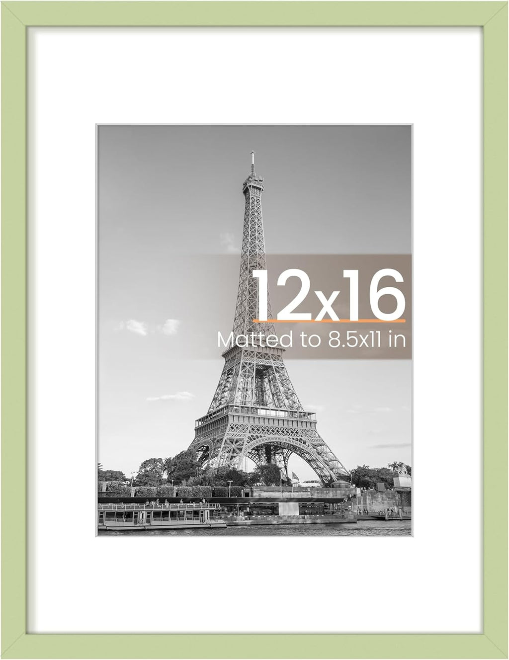 Upsimples 12x16 Picture Frame - Versatile Display for 8.5x11 Photos with Mat | Green, 1 Pack